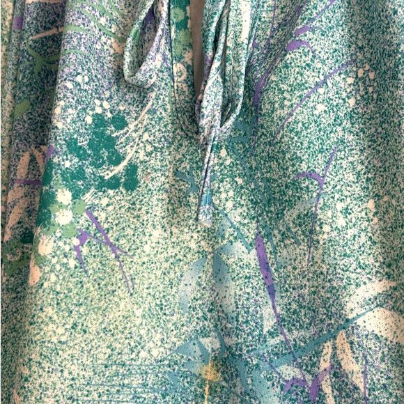 Vintage Teddi Floral Batwing Blouse – Tie Neck Cottagecore - Picture 9 of 10